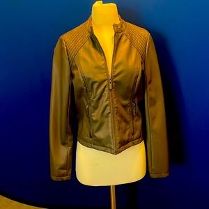 Grey leather coat. Excellent condition worn only few times. Satin lined.